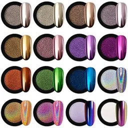 Artdone 16 Jars Chrome Nail Powder Metallic Mirror Effect Holographic Aurora Chameleon Pigment 1g/Jar for Nail Art Gel Polish Mermaid Unicorn Dipping Powder-picture-32