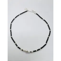 Arte Jewels 925 Sterling Silver Black Beads Anklet for Women-picture-21