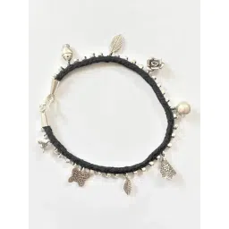 Arte Jewels 925 Sterling Silver Black Thread Charms Anklet for Women-picture-23