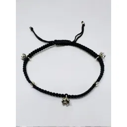 Arte Jewels 925 Sterling Silver Black Thread Charms Anklet for Women-picture-45