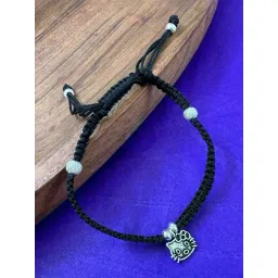 Arte Jewels 925 Sterling Silver Black Thread Charms Anklet for Women-picture-29