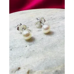 Arte Jewels 92.5 Sterling Silver Pearls Contemporary Stud Earrings-picture-12