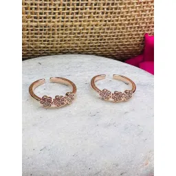 Arte Jewels 925 Sterling Silver Rose Gold Cz Stone Toe Rings for Women-picture-28