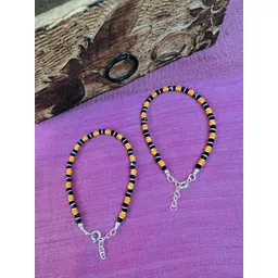 Arte Jewels Kids 92.5 Sterling Silver Beaded Anklets-picture-42