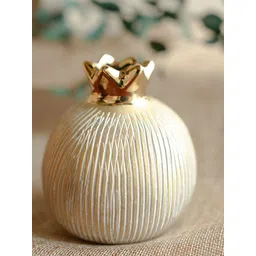 ArteCasa White Striped Pomegranate-Shaped Medium Vase-picture-38