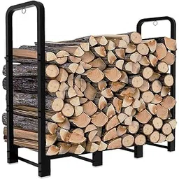 Artibear 4FT Firewood Rack Stand Heavy Duty Logs Carrier Holder Storage Organzier for Outdoor Indoor Fireplace, Matte Black-picture-29