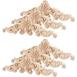 ARTIBETTER 6pcs Wood Carved Applique Wooden Decal Crafts Long Onlay Applique Unpainted Frame Door Wall Decor for Ceiling Table Bed Cabinet Mirror Dresser Drawer (Style 1) image 1