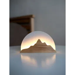 Artica Brown and White Printed Wooden Semi-Sphere Shaped Table Lamp-picture-23