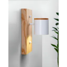 Artica Brown & White Textured Wooden Cylinder Shaped Wall Lamp-picture-15