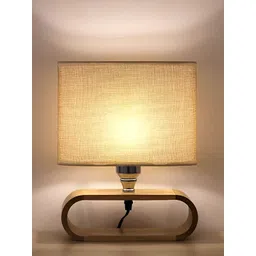 Artica Brown and White Wooden Oval Shaped Table Lamp-picture-21