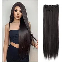 Artifice 5 Clip Straight Clip in Hair Extensions for Women Natural Soft Clip on Extensions Synthetic Thick Hairs for Any Event for Girls Hair Extension Natural Dark Brown 26 INCH-picture-27