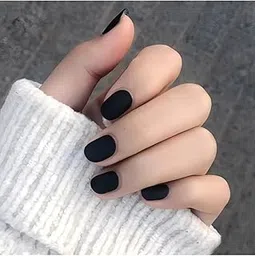 Artificial Nails: Matte Black Solid Plain Color/Shape Oval (Set of 12 with nail glue, nail file, cuticle pusher, cleaning wipe)-picture-54