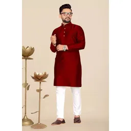 artisan Men Checkered Jacquard Straight Kurta-picture-19