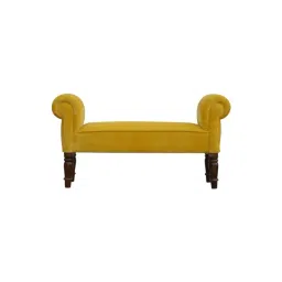 Artisan Furniture Brown Velvet Bench Brown Finish-picture-48