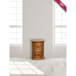 Artisan Furniture Brown Wood Mini 2 Drawer Drum Chest Bedside Table-picture-21