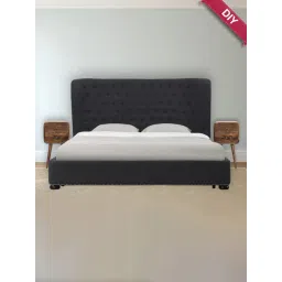 Artisan Furniture Brown Wood Mini Curved Grey Washed Bedside Table-picture-11