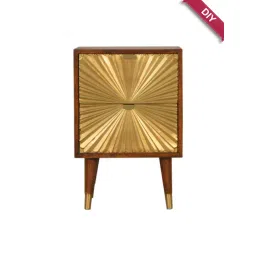 Artisan Furniture Manila Solid Brown Mango Wood Side Table Gold Finish-picture-25