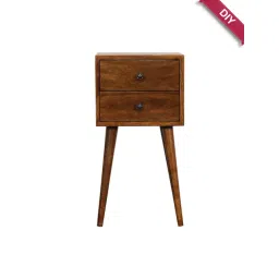 Artisan Furniture Solid Brown Mango Wood 2 Drawer Side Table Chestnut Finish-picture-43