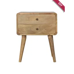 Artisan Furniture Solid Brown Mango Wood Curved Side Table-picture-28