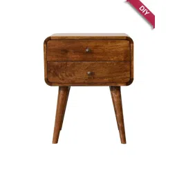 Artisan Furniture Solid Brown Mango Wood Curved Side Table Chestnut Finish-picture-39