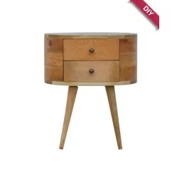 Artisan Furniture Solid Brown Mango Wood Rounded Side Table-picture-36