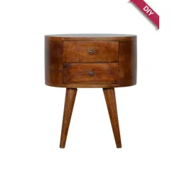 Artisan Furniture Solid Brown Mango Wood Rounded Side Table Chestnut Finish-picture-45