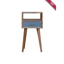 Artisan Furniture Solid Brown Mango Wood Side Table Blue Finish-picture-26