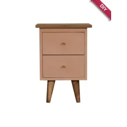 Artisan Furniture Solid Brown Mango Wood Side Table Blush Pink Finish-picture-30