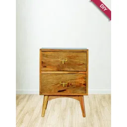 Artisan Furniture Solid Brown Mango Wood Side Table Brass Finish-picture-24