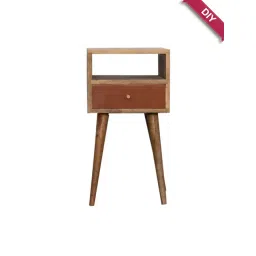 Artisan Furniture Solid Brown Mango Wood Side Table Brick Red Finish-picture-13