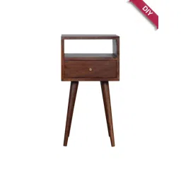 Artisan Furniture Solid Brown Mango Wood Side Table Cherry Finish-picture-17