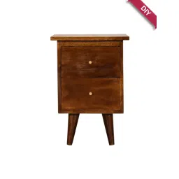 Artisan Furniture Solid Brown Mango Wood Side Table Chestnut Finish-picture-14