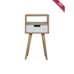 Artisan Furniture Solid Brown Mango Wood Side Table White Finish-picture-42