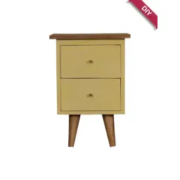 Artisan Furniture Solid Brown Mango Wood Side Table Yellow Finish-picture-11