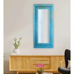artisans rose Greos Mango Wood Frame Wall Mirror In Blue-picture-15