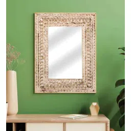 artisans rose Ivy Mango Wood Frame Wall Mirror In White Distressed-picture-33