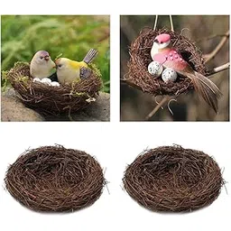 ARTISOUL® 2 Pieces Handmade Vine Bird Nest House Nature Craft Holiday Decoration 8Cm | Yard, Garden & Outdoor Living | Bird & Wildlife Accessories | Birdhouses-picture-24