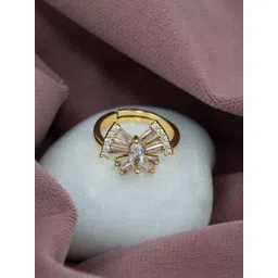 ARTKLIM Gold-Plated Cubic Zirconia-Studded Anti-Tarnish Finger Ring-picture-29