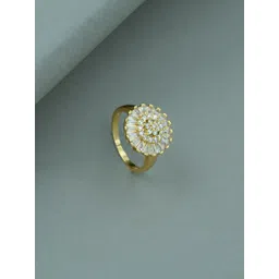 ARTKLIM Gold-Plated Stones Studded Radiant Dome Anti-Tarnish Adjustable Finger Ring-picture-13