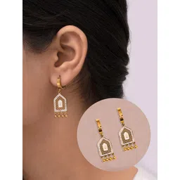 ARTKLIM Stainless Steel Gold-Plated Artificial Stones Studded Contemporary Drop Earrings-picture-27