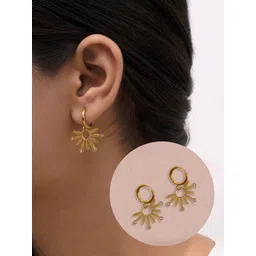 ARTKLIM Stainless Steel Gold-Plated Artificial Stones Studded Contemporary Drop Earrings-picture-28