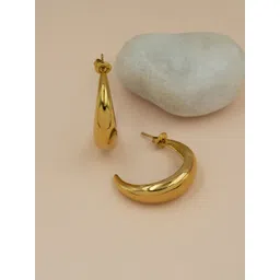 ARTKLIM Stainless Steel Gold Plated Circular Half Hoop Earrings-picture-30