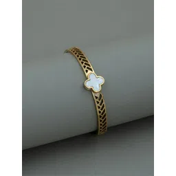 ARTKLIM Stainless Steel Gold-Plated Clover Enamelled Bangle-Style Bracelet-picture-14