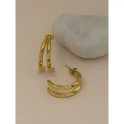 ARTKLIM Stainless Steel Gold Plated Contemporary Half Hoop Earrings-picture-39