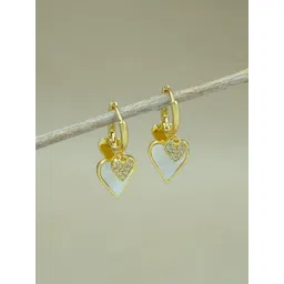 ARTKLIM Stainless Steel Gold-Plated Stones & Pearls Fluter Studded Hoop Earrings-picture-30