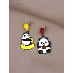 ARTKLIM Stainless Steel Gold-Plated Stones Studded Quirky Mismatched Drop Earrings-picture-19