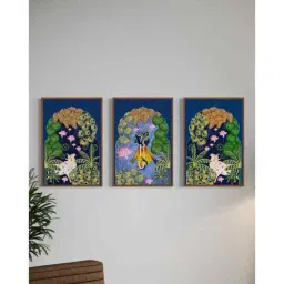 artociti Indian Colorful Krishna Pichwai Wall Canvas Painting (Set of 3)-picture-16