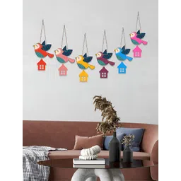 ArtVibes 6-Pcs Blue & Pink Flying Birds Wooden Wall Hangings-picture-16