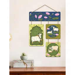 ArtVibes Green & Blue Pichwai Art Home Decorative Artwork Wall Hanging image 1