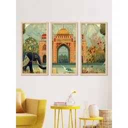 ArtVibes Green & Yellow 3 Pieces Wooden Wall Arts-picture-15